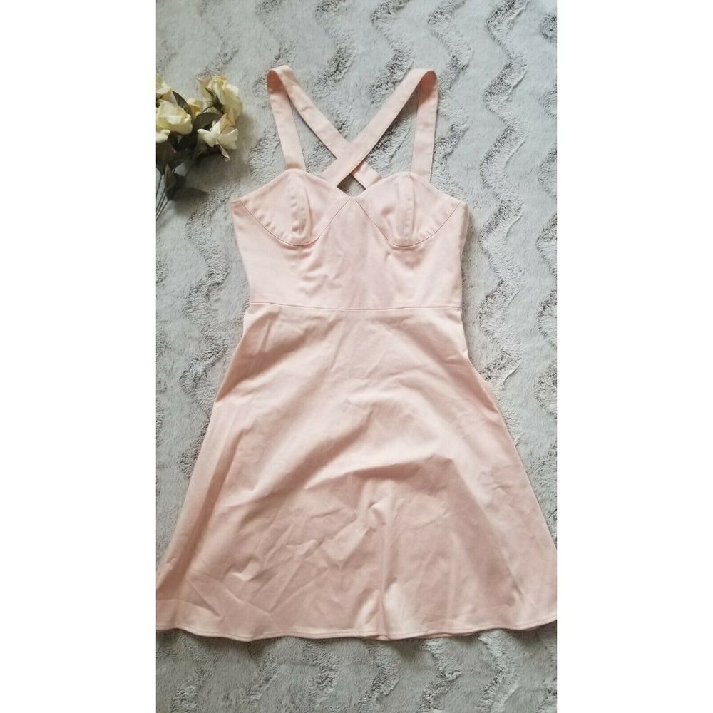 Christopher‎ Deane Pink Sweatheart Springtime Criss Cross Back Cotton Dress Sz 6